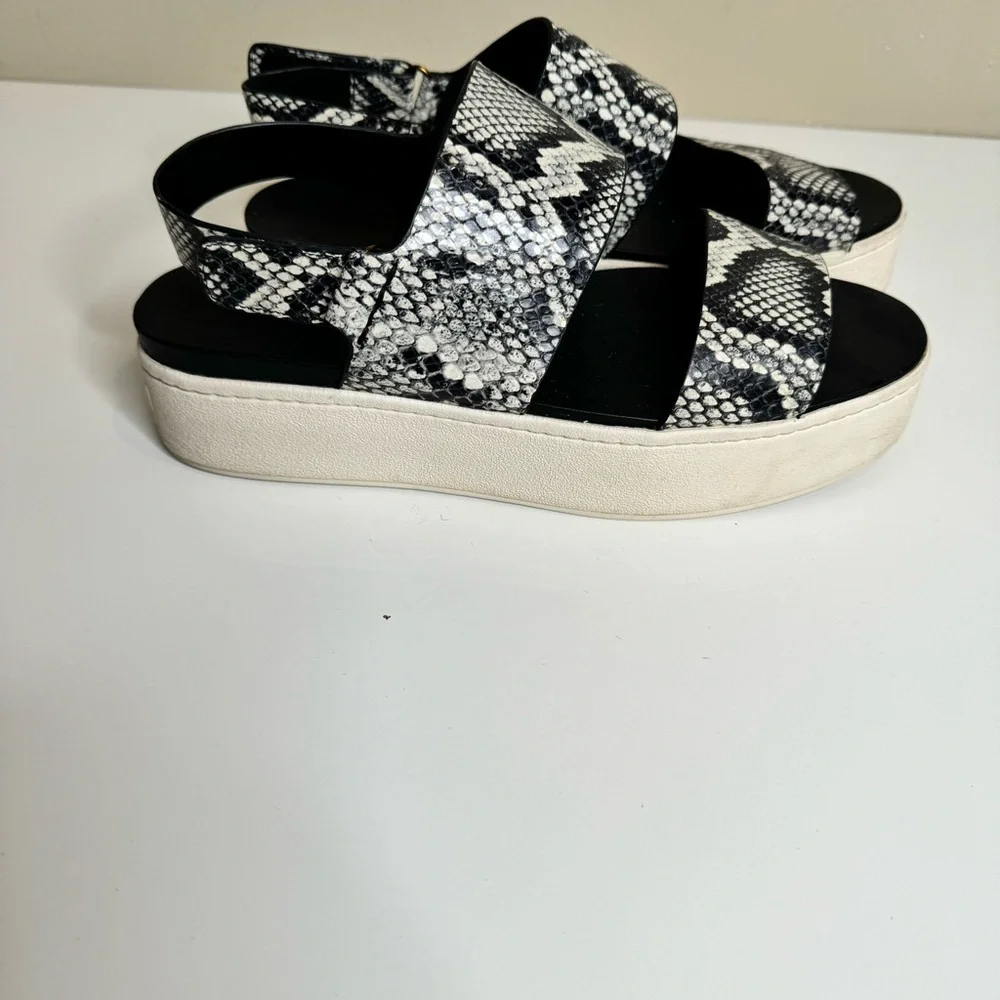 Vince Westport Wide Leather Snake Embossed Strap Platform Sanda eu 39